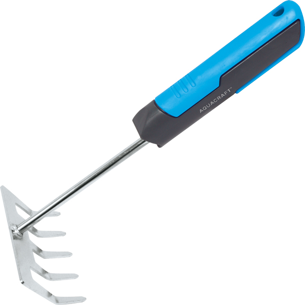 Stainless steel garden rake for leveling soil beds