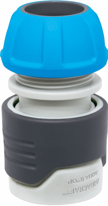 Auto-stop hose connector with soft-touch grip and non-slip body