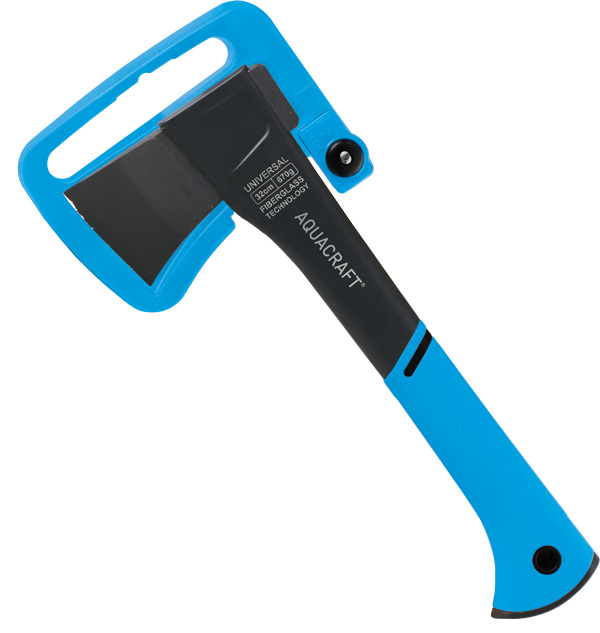 High-carbon steel outdoor tool with fiberglass handle