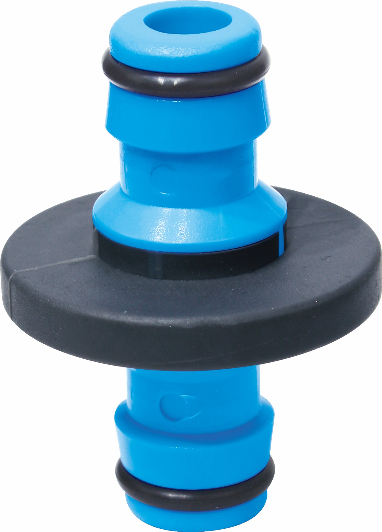Double hose connector with non-slip rubber grip