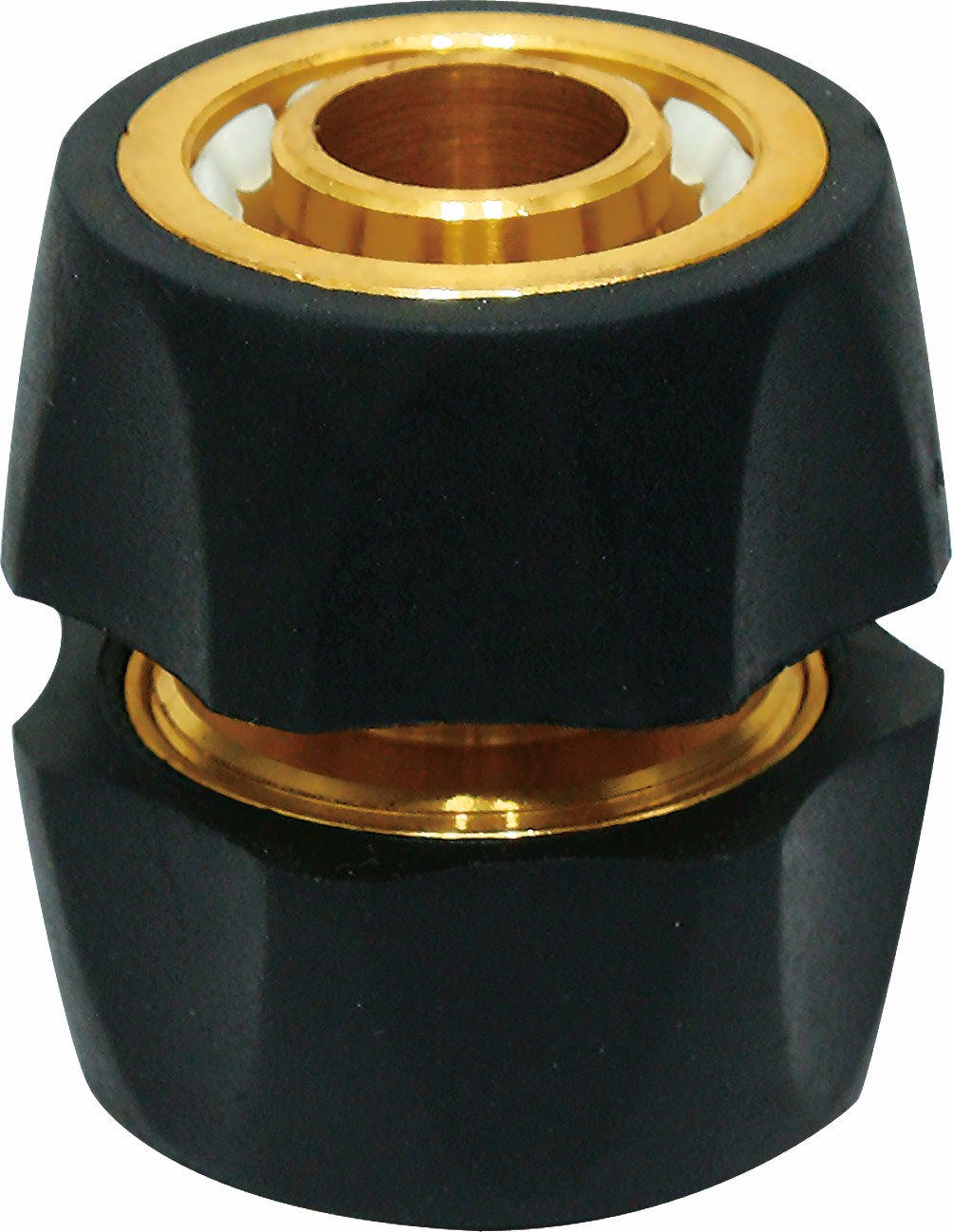 Brass hose repair connector for joining two hoses