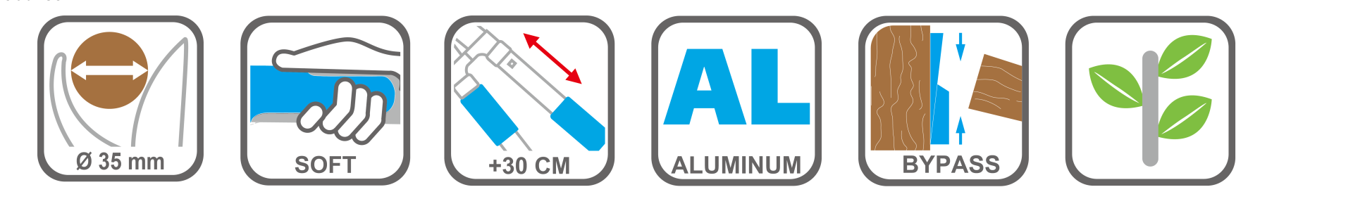 Extendable pruning shears with ergonomic soft grips and shock buffers