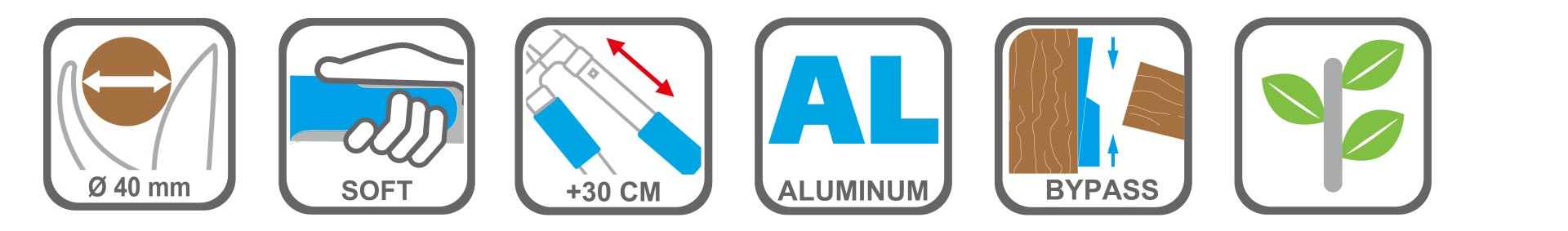 Extendable pruning shears with ergonomic soft grips and shock buffers