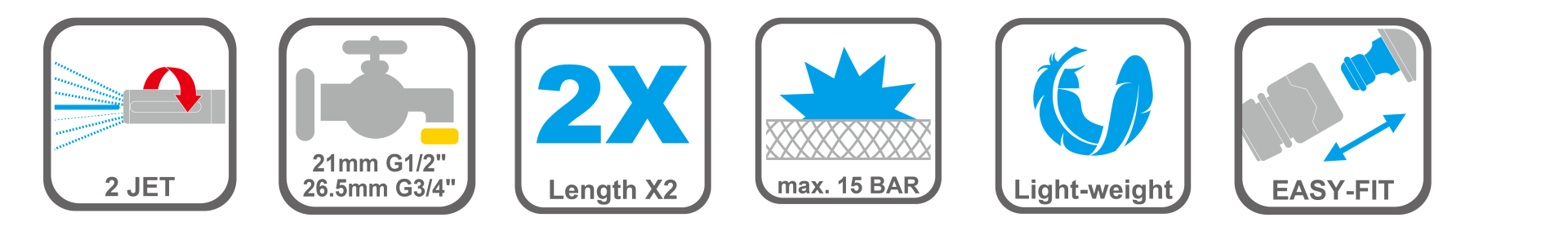 Expandable hose with comfort multi-jet spray gun